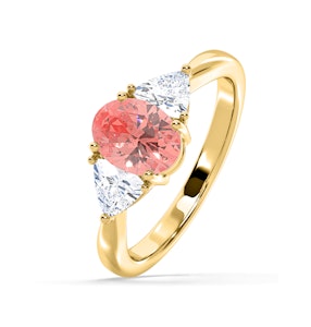 Dalia Pink Lab Diamond Oval with Trillions 1.70ct Ring in 18K Yellow Gold - Elara Collection