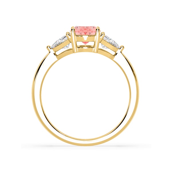 Dalia Pink Lab Diamond Oval with Trillions 1.70ct Ring in 18K Yellow Gold - Elara Collection - Image 5