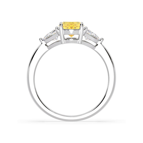Dalia Yellow Lab Diamond Oval with Trillions 1.70ct Ring in 18K White Gold - Elara Collection - Image 5