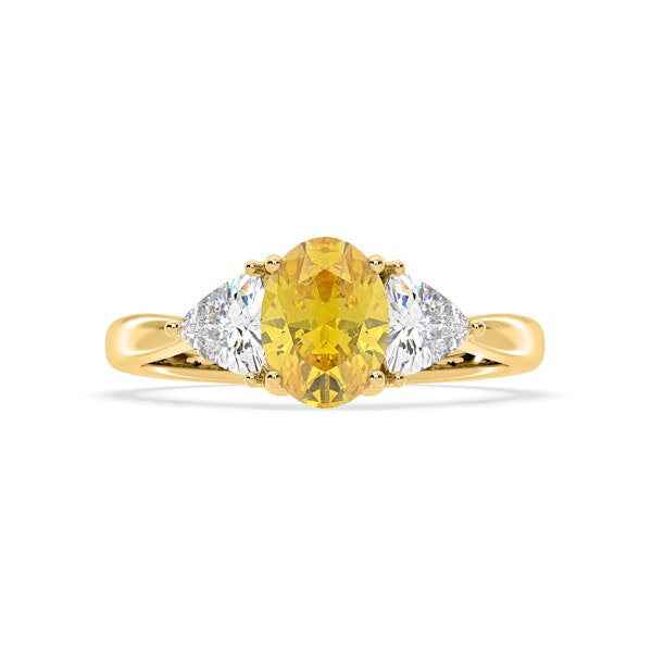 Dalia Yellow Lab Diamond Oval with Trillions 1.70ct Ring in 18K Yellow Gold - Elara Collection - Image 3