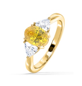 Dalia Yellow Lab Diamond Oval with Trillions 1.70ct Ring in 18K Yellow Gold - Elara Collection