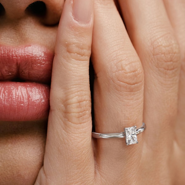 Amora Radiant 0.50ct Lab Diamond Engagement Ring F/VS1 Set in Platinum - Image 6