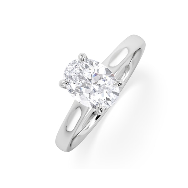 Amora Oval 1.00ct Hidden Halo Diamond Engagement Ring G/VS1 Set in 18K White Gold - Image 1