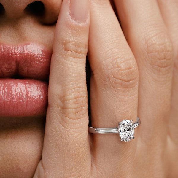 Amora Oval 1.00ct Hidden Halo Lab Diamond Engagement Ring F/VS1 Set in 18K White Gold - Image 6