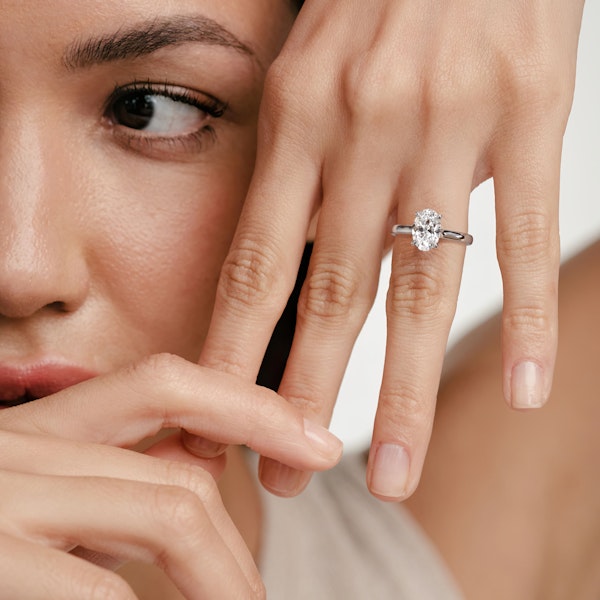 Amora Oval 2.00ct Hidden Halo Lab Diamond Engagement Ring F/VS1 Set in Platinum - Image 2