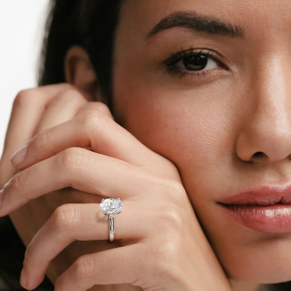 Amora Oval 3.00ct Hidden Halo Lab Diamond Engagement Ring G/VS1 Set in Platinum - Image 2