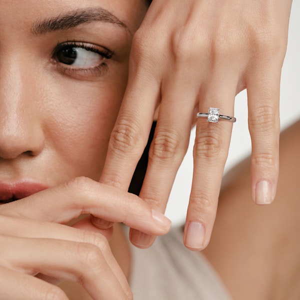 Amora Radiant 1.00ct Hidden Halo Lab Diamond Engagement Ring F/VS1 Set in 18K White Gold - Image 2