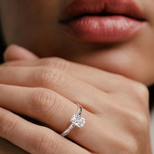 Amora Radiant 1.00ct Hidden Halo Diamond Engagement Ring G/VS1 Set in 18K White Gold - Image 6