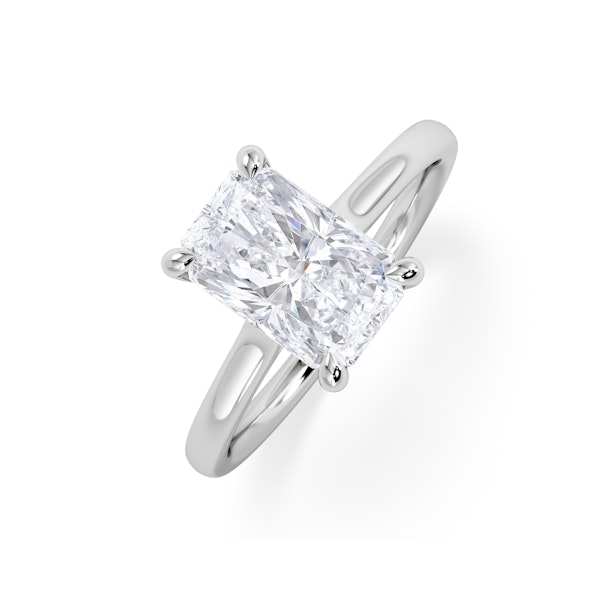 Amora Radiant 2.00ct Hidden Halo Lab Diamond Engagement Ring F/VS1 Set in 18K White Gold - Image 1