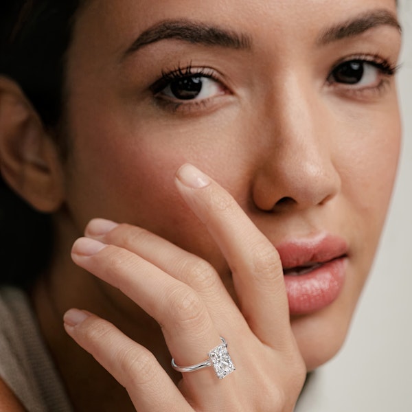 Amora Radiant 3.00ct Hidden Halo Lab Diamond Engagement Ring G/VS1 Set in 18K White Gold - Image 6