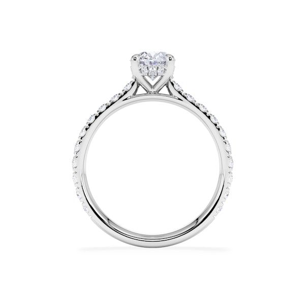 Amora Oval 1.00ct Hidden Halo Lab Diamond Engagement Ring With Side Stones Set in 18K White Gold - Image 3
