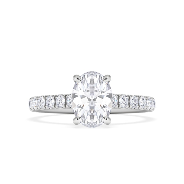 Amora Oval 1.00ct Hidden Halo Diamond Engagement Ring With Side Stones Set in 18K White Gold - Image 5
