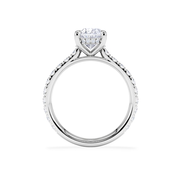Amora Oval 2.00ct Hidden Halo Lab Diamond Engagement Ring With Side Stones Set in Platinum - Image 3