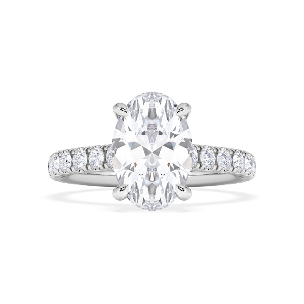 Amora Oval 2.00ct Hidden Halo Lab Diamond Engagement Ring With Side Stones Set in 18K White Gold - Image 5