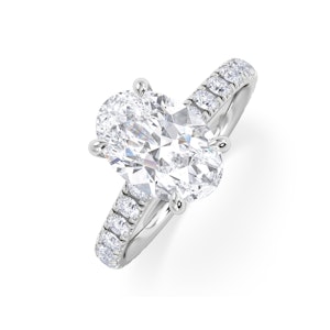 Amora Oval 2.00ct Hidden Halo Lab Diamond Engagement Ring With Side Stones Set in 18K White Gold