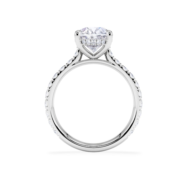 Amora Oval 3.00ct Hidden Halo Lab Diamond Engagement Ring With Side Stones Set in 18K White Gold - Image 3