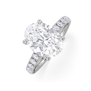 Amora Oval 3.00ct Hidden Halo Lab Diamond Engagement Ring With Side Stones Set in 18K White Gold