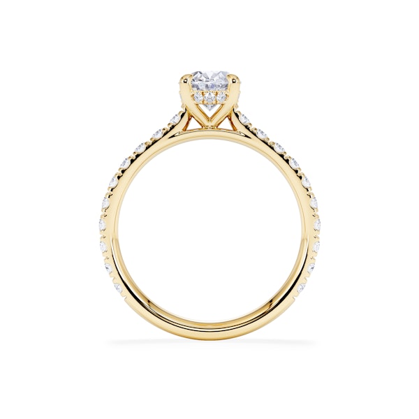 Amora Oval 1.00ct Hidden Halo Lab Diamond Engagement Ring With Side Stones Set in 18K Gold - Image 3