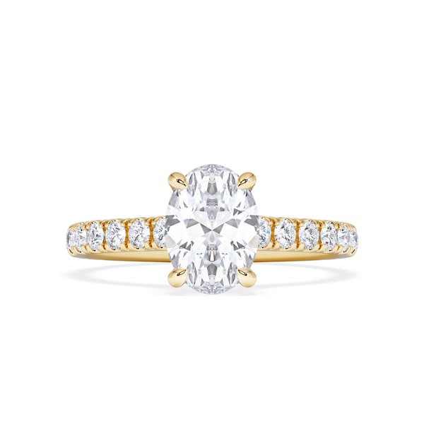 Amora Oval 1.00ct Hidden Halo Lab Diamond Engagement Ring With Side Stones Set in 18K Gold - Image 5