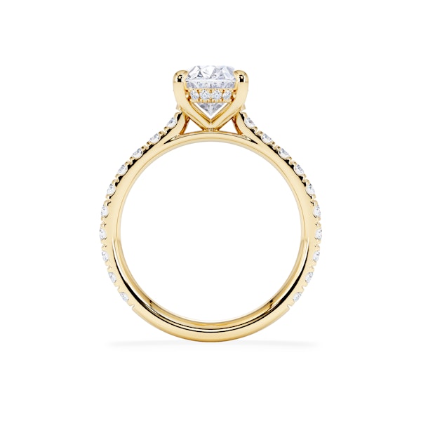 Amora Oval 2.00ct Hidden Halo Lab Diamond Engagement Ring With Side Stones Set in 18K Gold - Image 3