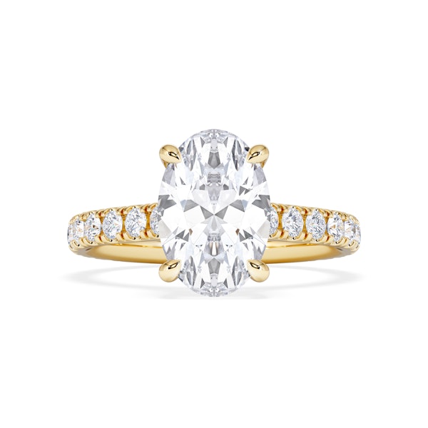 Amora Oval 2.00ct Hidden Halo Lab Diamond Engagement Ring With Side Stones Set in 18K Gold - Image 5