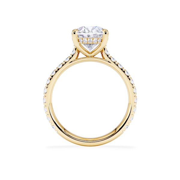 Amora Oval 3.00ct Hidden Halo Lab Diamond Engagement Ring With Side Stones Set in 18K Gold - Image 3