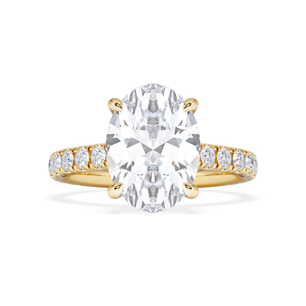Amora Oval 3.00ct Hidden Halo Lab Diamond Engagement Ring With Side Stones Set in 18K Gold - Image 5