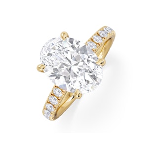 Amora Oval 3.00ct Hidden Halo Lab Diamond Engagement Ring With Side Stones Set in 18K Gold