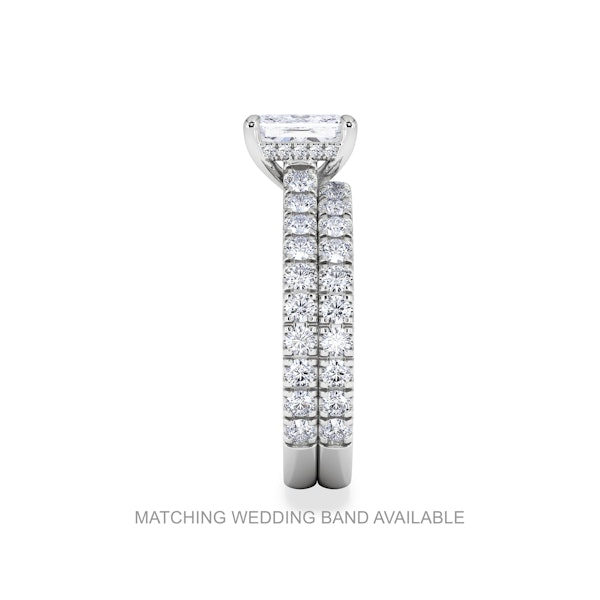 Amora Radiant 3.00ct Hidden Halo Lab Diamond Engagement Ring With Side Stones Set in Platinum - Image 7
