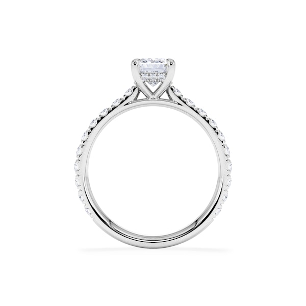 Amora Radiant 1.00ct Hidden Halo Lab Diamond Engagement Ring With Side Stones Set in Platinum - Image 3