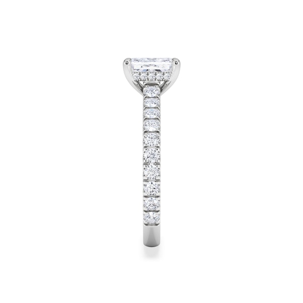 Amora Radiant 1.00ct Hidden Halo Diamond Engagement Ring With Side Stones Set in Platinum - Image 4