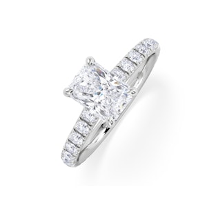 Amora Radiant 1.00ct Hidden Halo Diamond Engagement Ring With Side Stones Set in Platinum