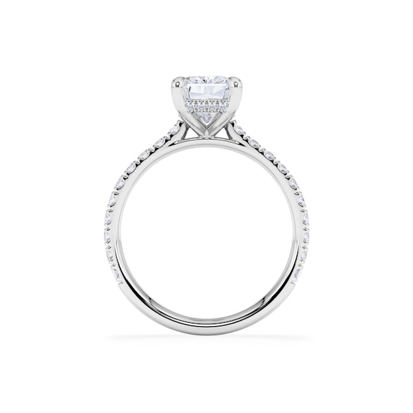 Amora Radiant 2.00ct Hidden Halo Lab Diamond Engagement Ring With Side Stones Set in Platinum - Image 3