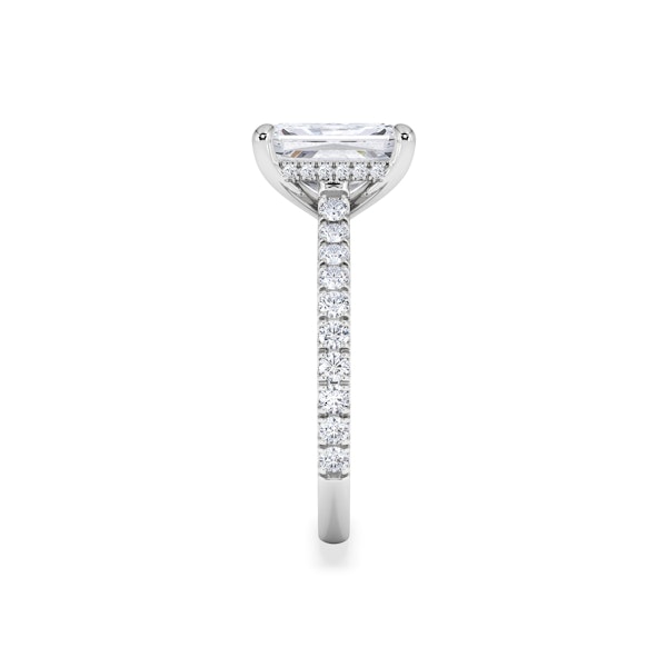Amora Radiant 2.00ct Hidden Halo Lab Diamond Engagement Ring With Side Stones Set in Platinum - Image 4