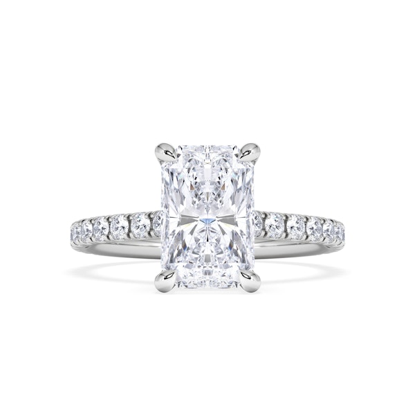 Amora Radiant 2.00ct Hidden Halo Lab Diamond Engagement Ring With Side Stones Set in 18K White Gold - Image 5