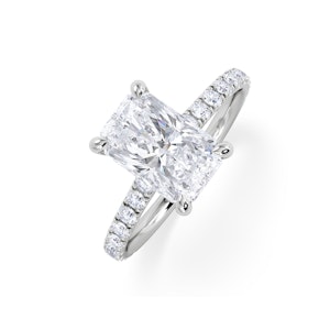 Amora Radiant 2.00ct Hidden Halo Lab Diamond Engagement Ring With Side Stones Set in 18K White Gold