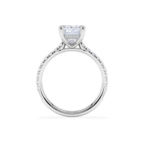 Amora Radiant 3.00ct Hidden Halo Lab Diamond Engagement Ring With Side Stones Set in Platinum - Image 3