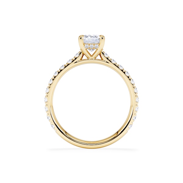 Amora Radiant 1.00ct Hidden Halo Lab Diamond Engagement Ring With Side Stones Set in 18K Gold - Image 3
