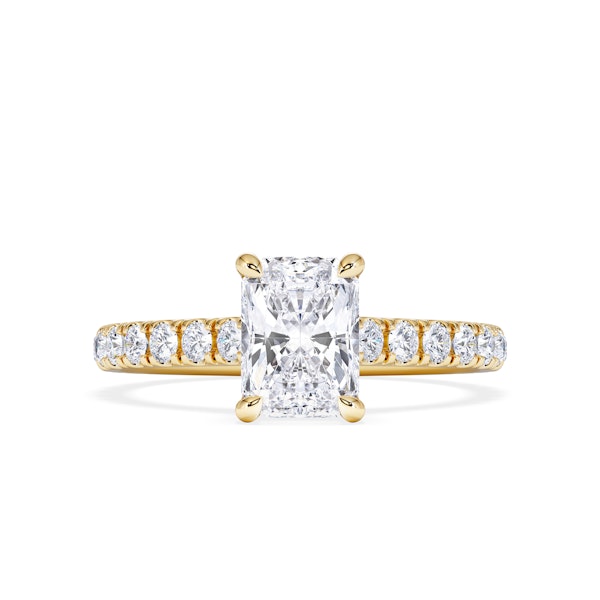 Amora Radiant 1.00ct Hidden Halo Lab Diamond Engagement Ring With Side Stones Set in 18K Gold - Image 5