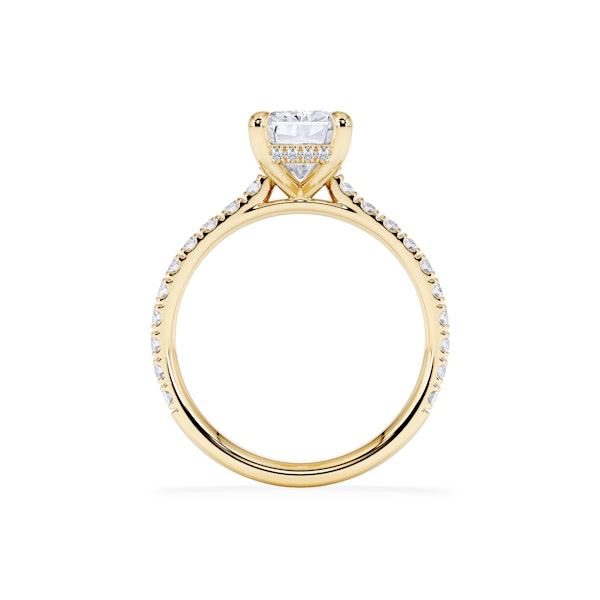 Amora Radiant 2.00ct Hidden Halo Lab Diamond Engagement Ring With Side Stones Set in 18K Gold - Image 3