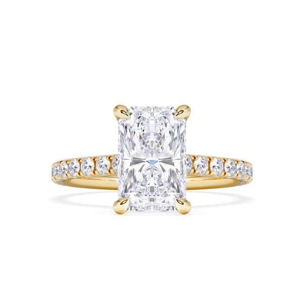Amora Radiant 2.00ct Hidden Halo Lab Diamond Engagement Ring With Side Stones Set in 18K Gold - Image 5