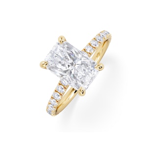 Amora Radiant 2.00ct Hidden Halo Lab Diamond Engagement Ring With Side Stones Set in 18K Gold