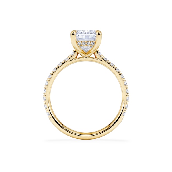 Amora Radiant 3.00ct Hidden Halo Lab Diamond Engagement Ring With Side Stones Set in 18K Gold - Image 3