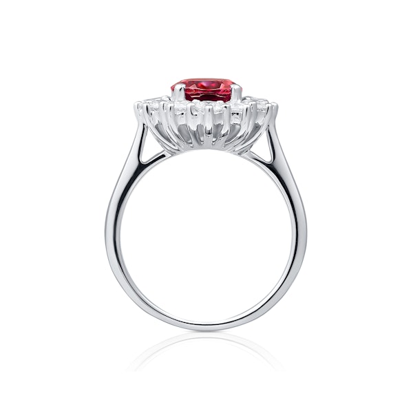 Lab Ruby 2.40ct and Lab Diamond 1.00ct Cluster Ring in 18K White Gold - Image 3