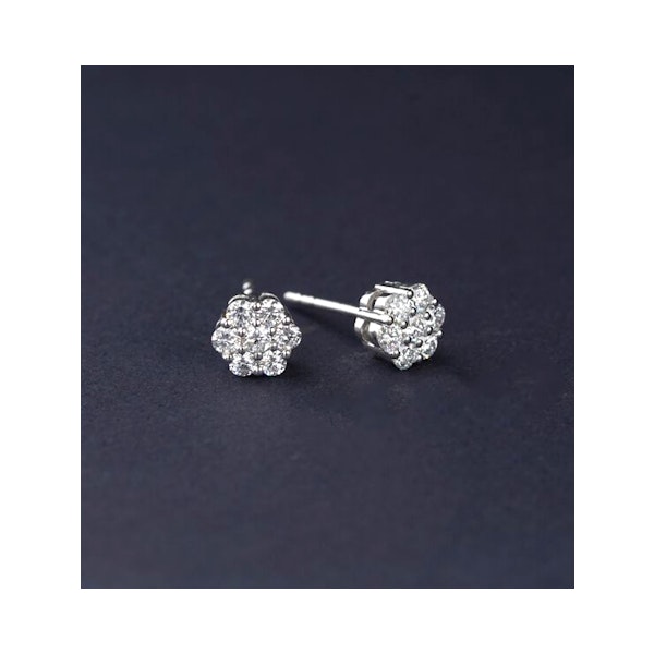 Lab Diamond Cluster Earrings 0.50ct H/SI Quality set in 9K White Gold - Image 4