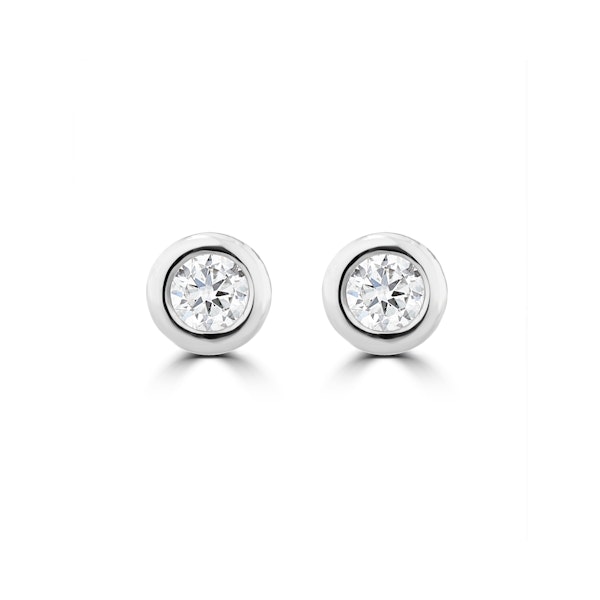 0.10ct Lab Diamond Rub Over Stud Earrings in 9K White Gold - 4mm - Image 1