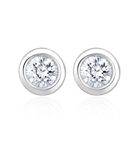 1.00ct Lab Diamond Rub Over Stud Earrings in 9K White Gold - 7.8mm