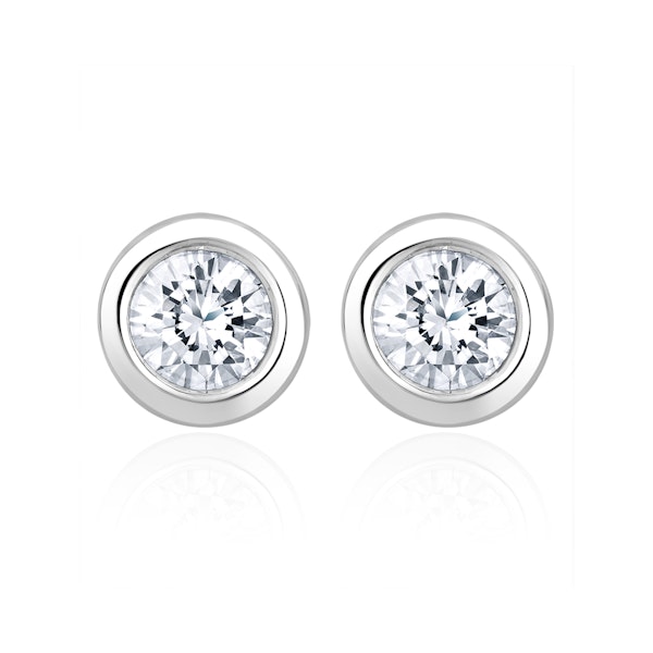 1.00ct Lab Diamond Rub Over Stud Earrings in 9K White Gold - 7.8mm - Image 1
