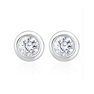 1.00ct Lab Diamond Rub Over Stud Earrings in 9K White Gold - 7.8mm