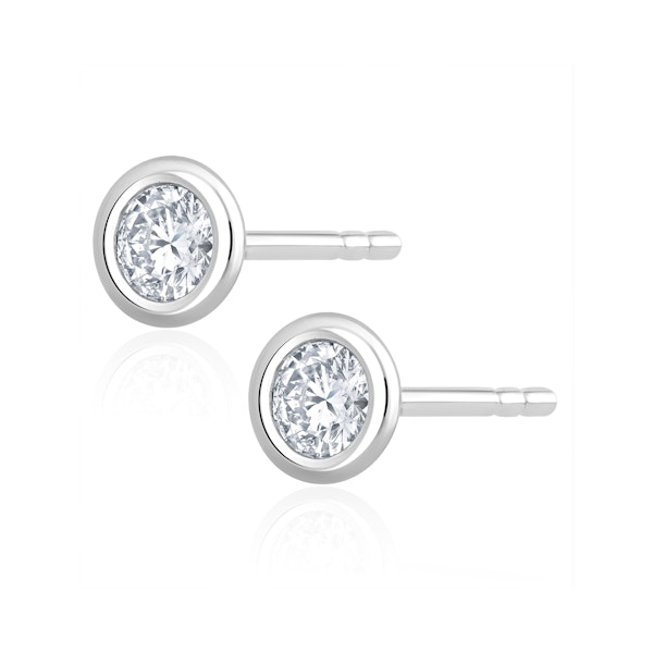 1.00ct Lab Diamond Rub Over Stud Earrings in 9K White Gold - 7.8mm - Image 2